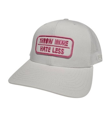 Central Clothing Co. Throw More Hate Less Snap-back Trucker Hat, White /Pink