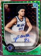 2025-26 Bowman Chrome Noah Penda Green Geometric Auto Rc 99 Orlando Magic