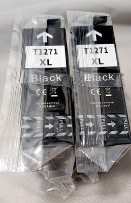Two Epson Compatible T127 Black XL High-Yield Ink Cartridges for Epson Workforce