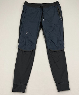ON Running Pants Mens XL Blue Gray Active Swiss Performance Tights Ankle Zip