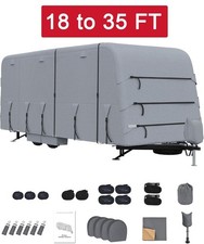 Waterproof RV Travel Trailer Cover 18 - 35 FT Windproof Rip-Stop RV Camper Cover
