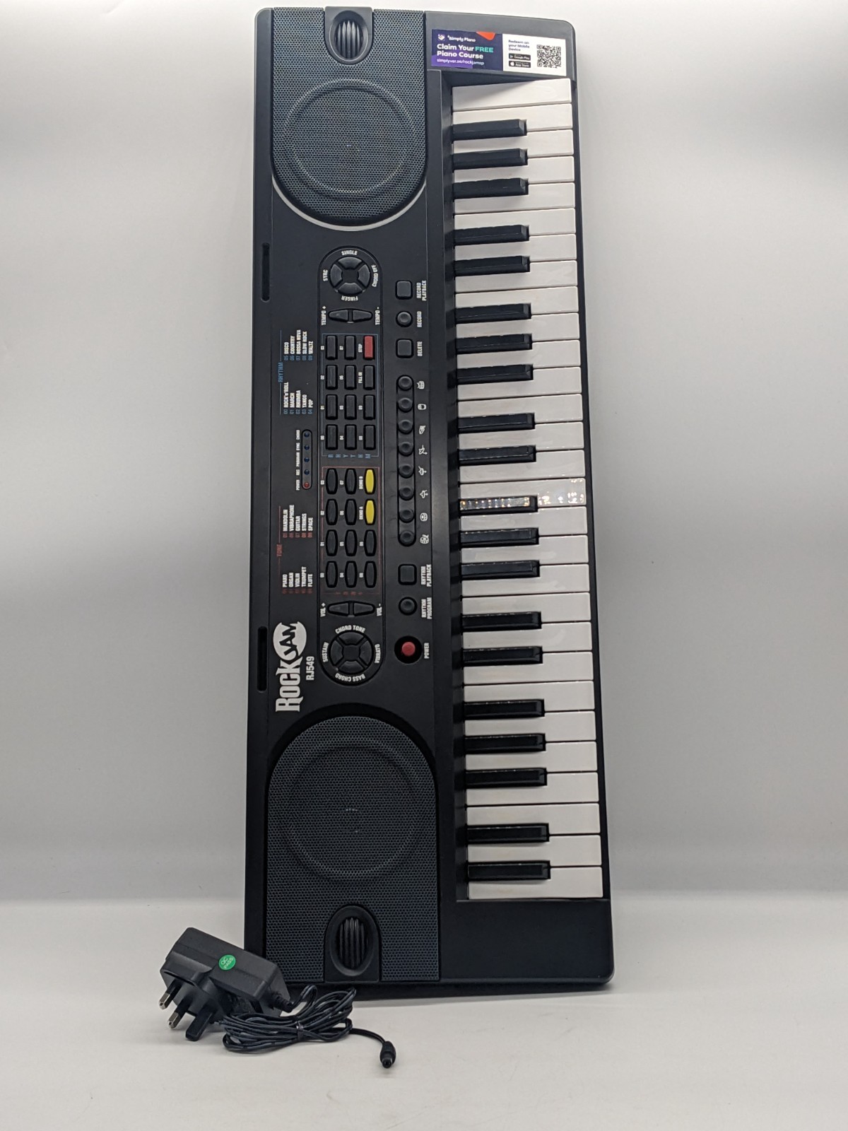 RockJam RJ549 keyboard 49-key electronic piano + power supply (no stand) READ