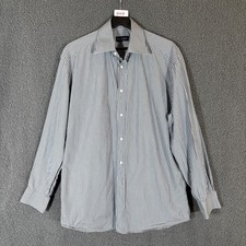Canali Italy Made Cotton Striped Button Up Shirt - Men's Size 41/16 - Gray