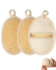 Natural Loofah Body Scrubber Sponge,3 Pack 4.3x6.3 Inch oval
