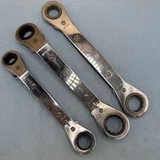 Three SK USA Ratcheting Wrenches Double Box 87016 87020 RB2024 SAE