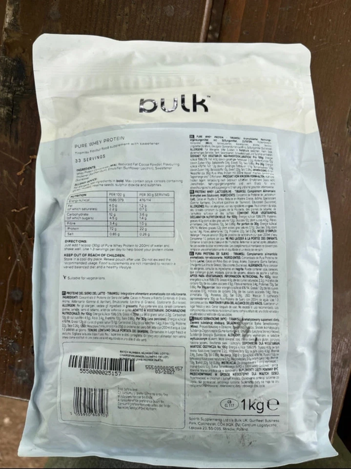 Bulk Pure Whey Protein Powder Shake Tiramisu 1 kg Packaging May Vary - Immagine 4 di 4