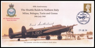 FRED SUTHERLAND signiert The Shuttle Raids 65th Anniversary 617 Squadron RAF Cover