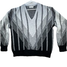 Vintage London Fog Sweater Mens XL 90s Geometric Wool Blend USA Made Grandpacore