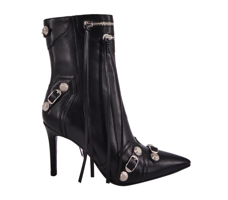 Women's Studded Ankle Boots with Tassels US9
