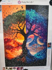 30x40cm Completed Diamond art Bright Night and Day Tree