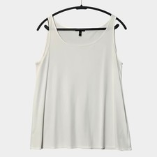 Eileen Fisher Silk Jersey Scoop Neck Tank Top Ivory PL Minimalist Quiet Luxury