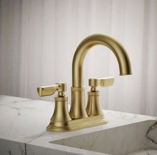 KOHLER Paces Centerset Two Handle Bathroom Faucet Vibrant Brushed Moderne Brass