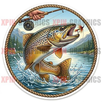 Brown Trout Fishing fish sticker vinyl decal sport N