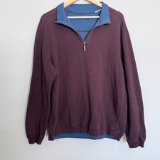Tommy Bahama Mens Quarter Zip Pullover Sweater Size Large Burgundy