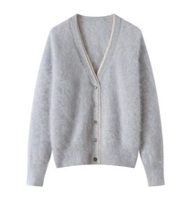 Women's Thicken 100 Cashmere Wool Sweater V-neck Cardigan Autumn Winter Jacket