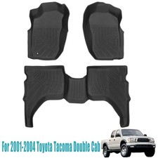 Front Rear Floor Mats Liner For 2001-2004 Toyota Tacoma Double Cab Tpe Black