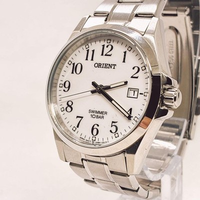 Orient Swimmer Watch 100m Diver White Dial Unisex Wristwatch Timepiece