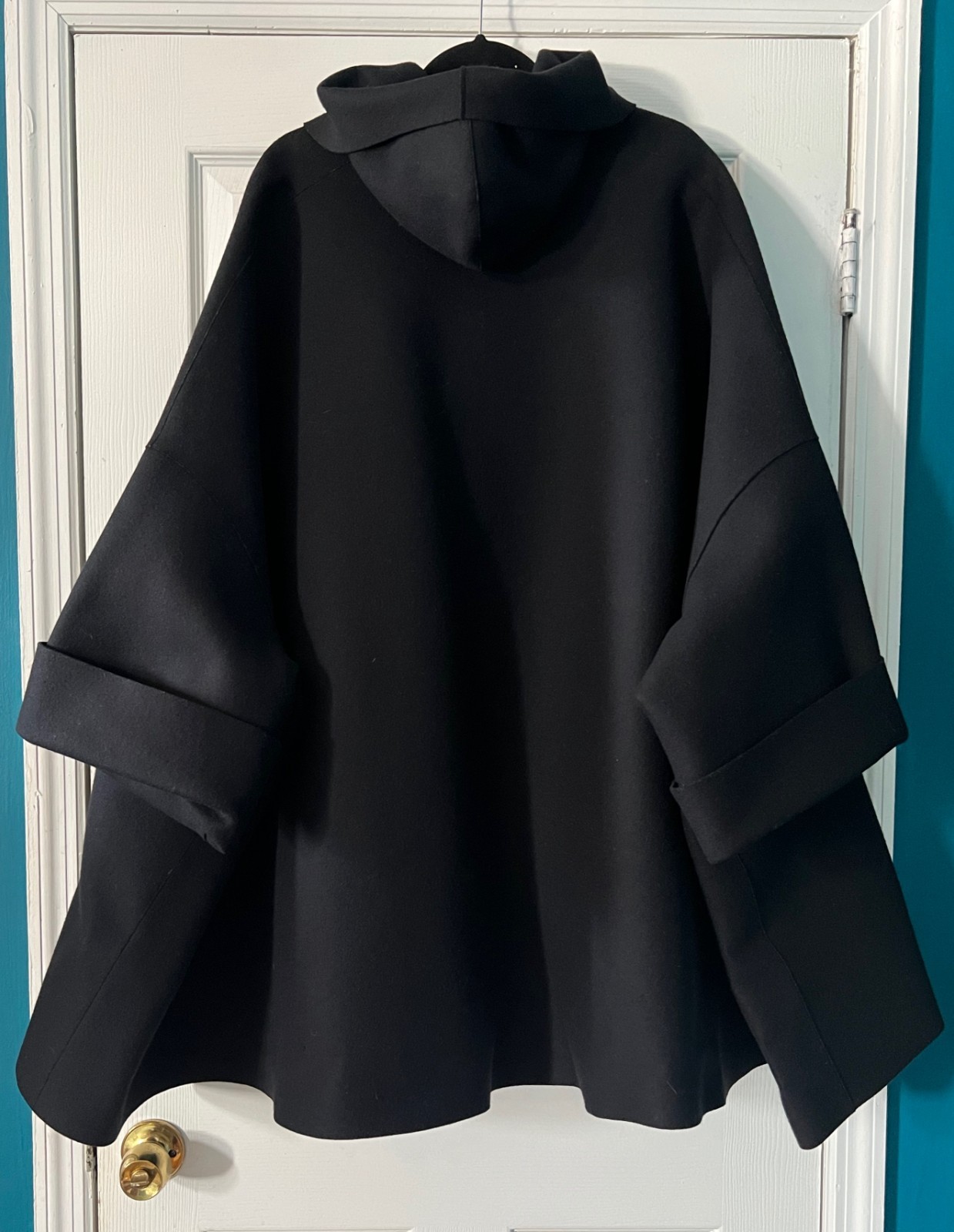 Vintage ROMEO GIGLI Black Felt Swing Coat Oversized RUNWAY EX image 7