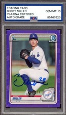 2020 Bowman Chrome Draft #BD38 Bobby Miller Purple Ref /250 PSA GEM MINT 10 AUTO