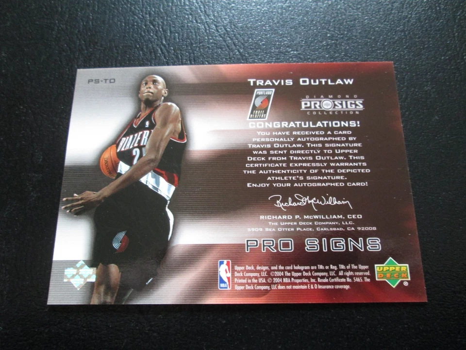 TRAVIS OUTLAW 2004 UPPER DECK DIAMOND COLLECTION PRO SIGS AUTOGRAPH CARD #PS-TO - Image 3 of 3