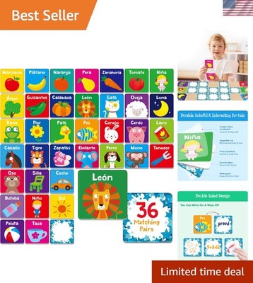 Memory Matching Game, 72 PCS First Words Matching Cards for Toddlers 36 Pairs...