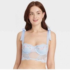 Women's Garden Party Lingerie Corset Longline Bra - Auden Light Blue Large