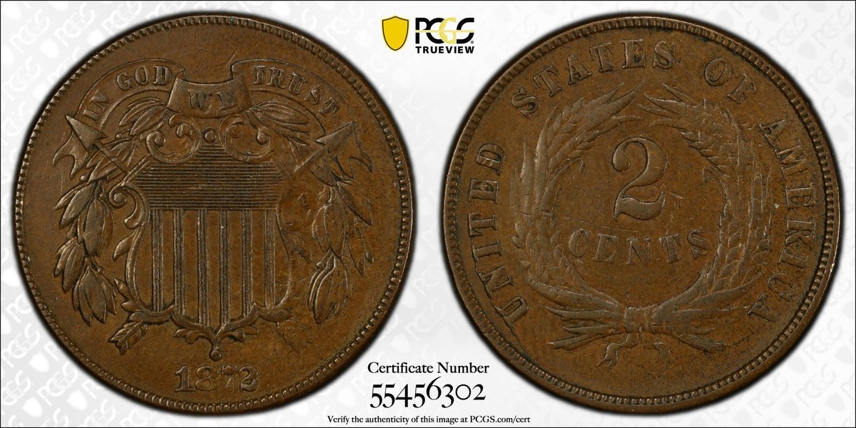 1872 2C Two Cent Piece PCGS XF40BN (CAC) | eBay