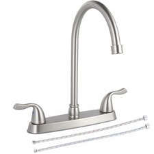 Brushed Nickel Kitchen Sink Faucet, 2 Handle 3 Hole Kitchen Faucet Without Sp...