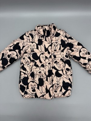 H&M Minnie Mouse Pink Puffer Full Zip Jacket Size 5T No Hood