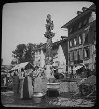BERNE THE ORGE FOUNTAIN SWITZERLAND C1890 Magic Lantern Slide PHOTO