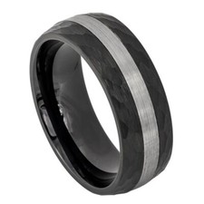 Tungsten Ring Black IP Plated Chiseled Sides ...