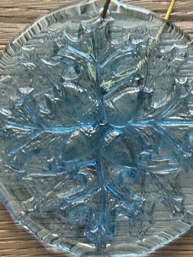 Acchiappasole vintage blu fatto a mano vetro pressato ornamento fiocco di neve - Foto 3 di 7