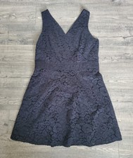 Ann Taylor Loft Faux Wrap Floral Lace Sheath Dress Black Sleeveless Sz 14