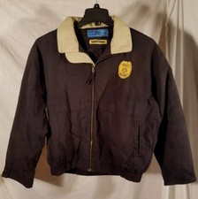 Cintas insulated jacket black w/ tan trim FCC Security patch Md - 2XL  CH1G 