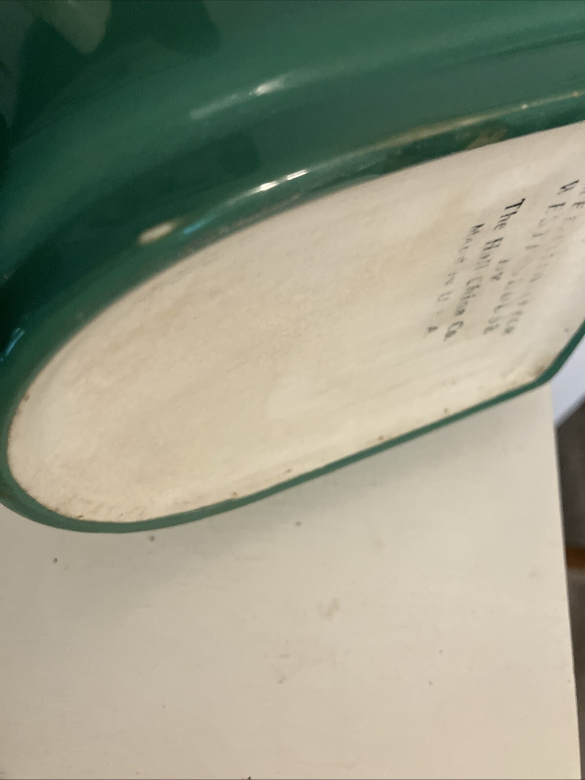 Vtg Art Deco  For Westinghouse Emerald Green 8" Water Pitcher Hall China Co USA