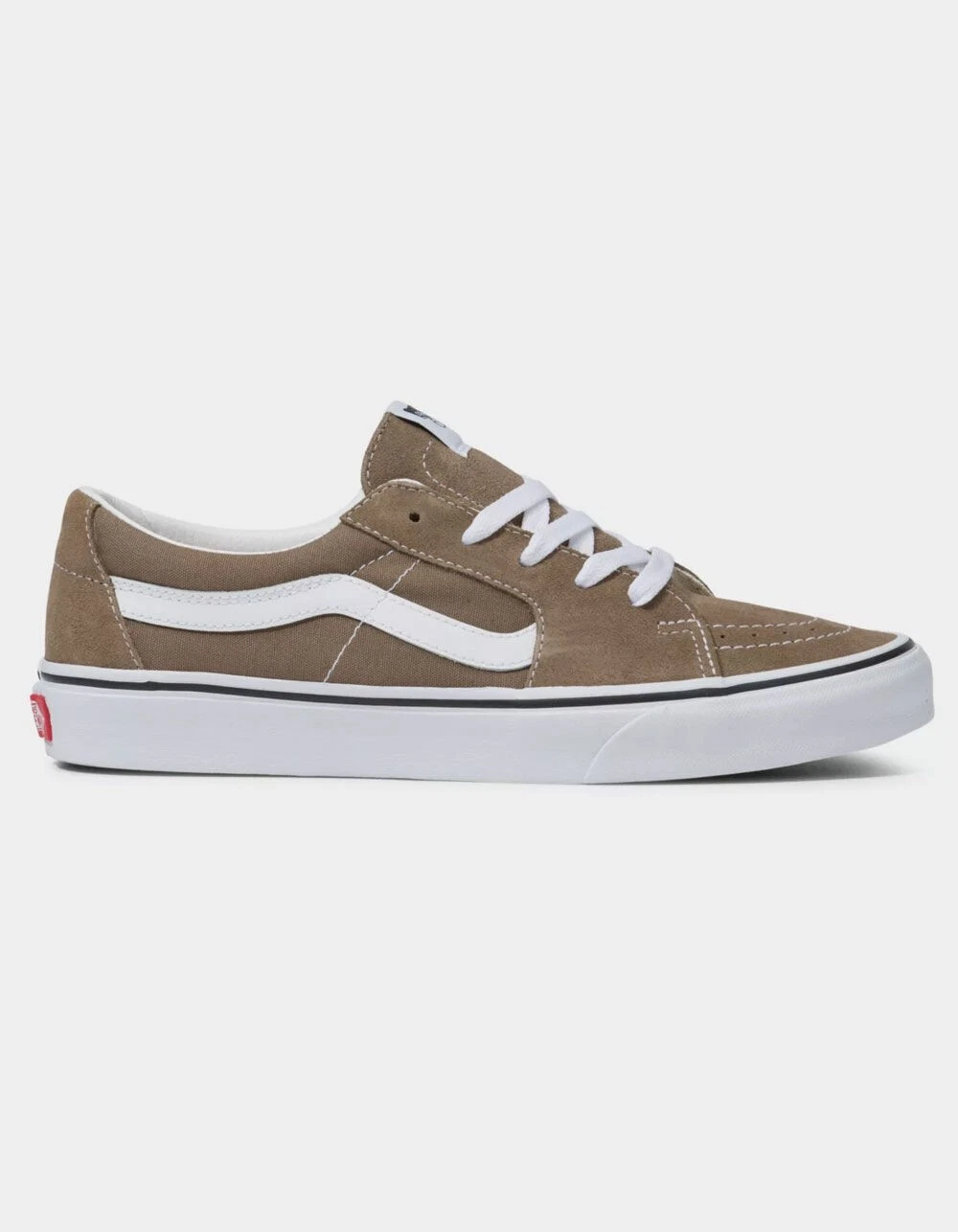 Scarpe basse nuove senza scatola Vans Sk8 sneaker taupe bianco pelle scamosciata stringate M8 5 W10