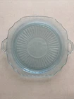 VINTAGE Anchor Hocking Blue Depression Glass Mayfair Open Blue 12" Cake Plate