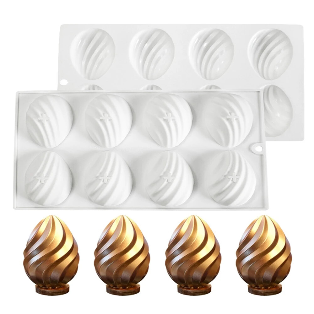 mostsom Easter Egg Candy Molds Silicone, 8 Cavity Non-Stick Egg Silicone Molds
