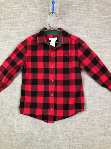 Tommy Bahama Shirt Boys 7 8 Red Black Plaid Long Sleeve Button Up Flannel Lined