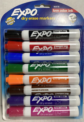 EXPO Dry Erase Markers, Chisel Tip, Low Odor, 8 Assorted Colors