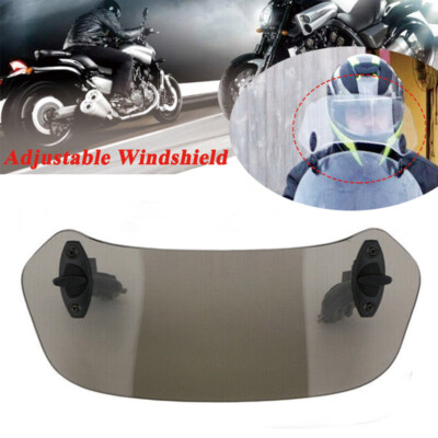 #ad Universal Motorcycle Adjustable Clip On Windshield Extension Spoiler Deflector $17.50