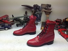 JUSTIN USA RED LEATHER BLACK LACE ORIGINAL LACER WESTERN KILTIE BOOTS 5.5 B