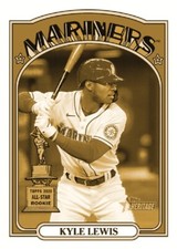 KYLE LEWIS 2021 Topps Heritage THROWBACK UNIFORM VARIATION GOLD 5x7 /10 MARINERS