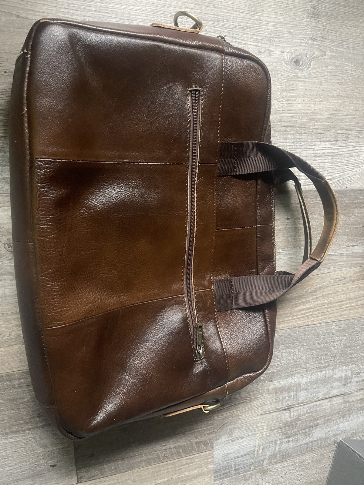 Polo Videng Brown Leather Briefcase Laptop Messenger … Gem