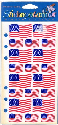 American Flags, 4x7'' scrapbook stickers - Sticko SPFG01