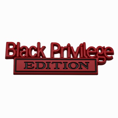 One Pc Metal Black Privilege Edition 3D Letter Fender Emblems Badge (Black+Red)