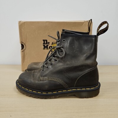 Dr Martens 1460 Bex Dark Taupe Khaki Leather Ankle Chunky Boots Size Uk  UK