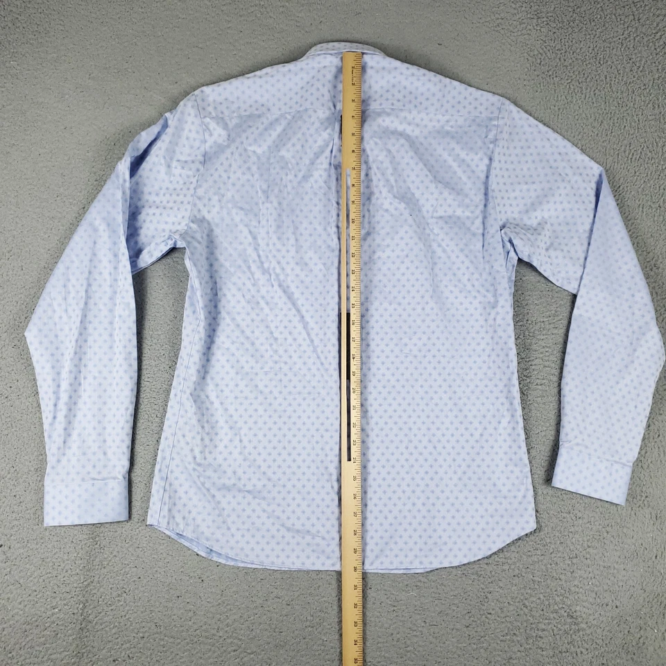 Camisa Jared Lang Para Hombre Talla Grande Azul Geométrica Informal Abotonada Manga Larga * Foto 3 de 4