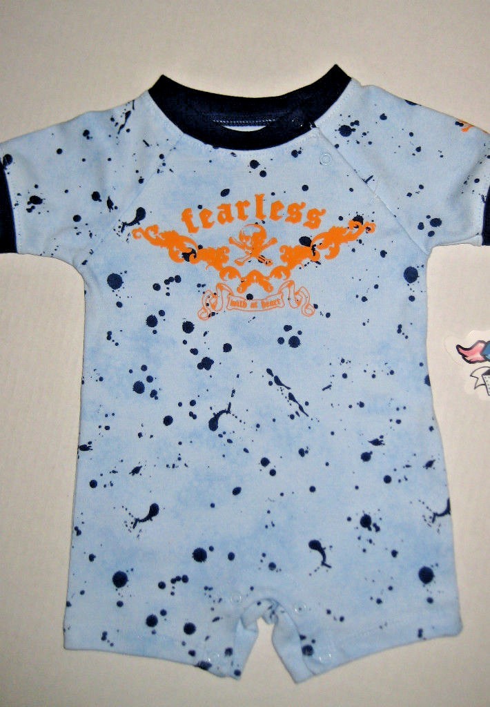 Infant Baby Boy 0-3 Months Glamajama Fearless Blue Romper One, conjunto bebe niño 0-3 meses - Vimarsana News
