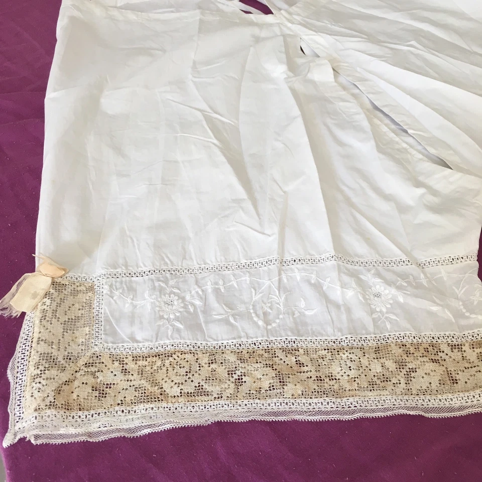 Linge Blanc Ancien Ancienne Culotte Panty Dentelle Broderie Monogramme  MP - Photo 2/4